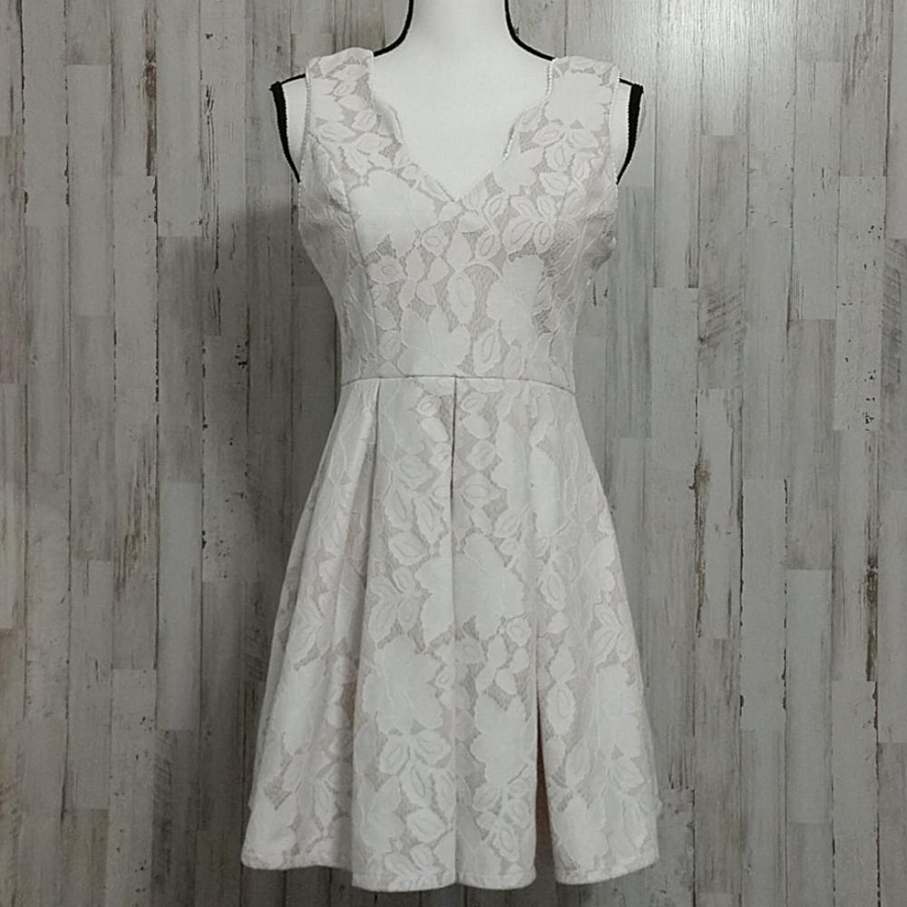 Evelyn Blue Sleeveless Fit & Flare Dress